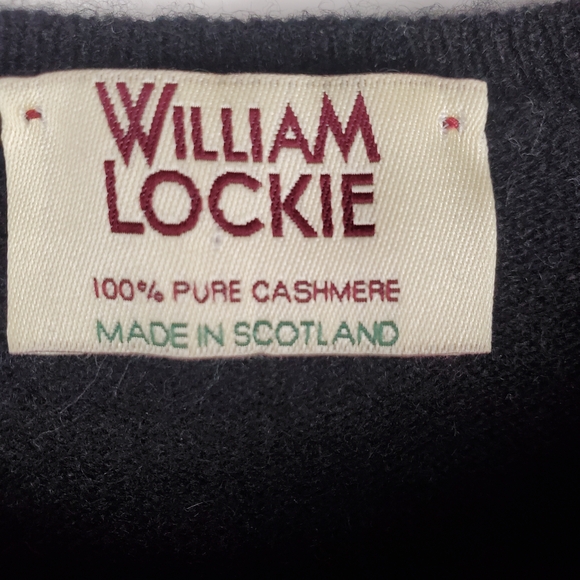 William Lockie Cashmere Crewneck Sweater. Made In Scotland. 44" (LG) Mens. Navy. - Picture 3 of 11